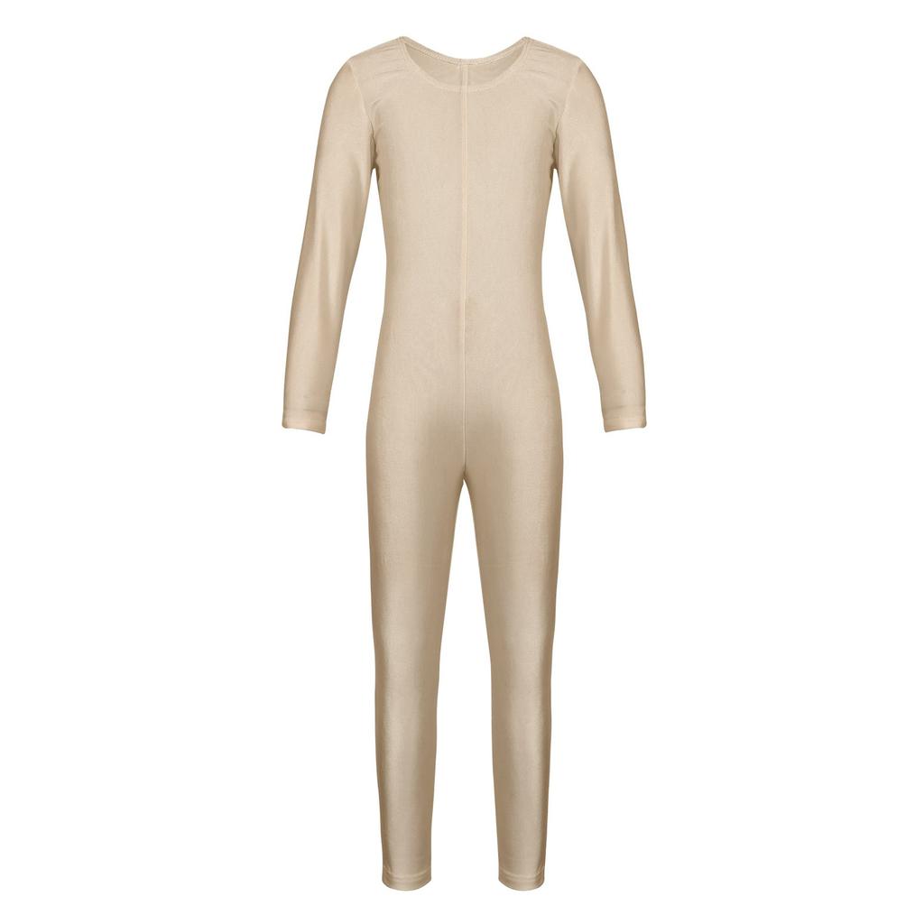 Girls Long Sleeve Zippered Ballet Dance Gymnastics Jumpsuit Unitard Dancewear Practice Outfit