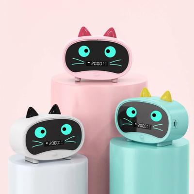 New Cute Cat Shaped Bluetooth Speaker with Alarm Clock - Portable Wireless Stereo Sound Box Music Player with Subwoofer Function