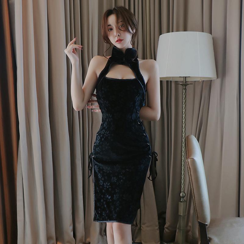 Sex underwear, sexy straps, seduction clothing, Republic of China style side split cheongsam women