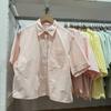 1116 Spring and Summer Women's Oxford Spinning Box Short Sleeve Shirt Single-breasted Shirt Casual Loose Top 181819