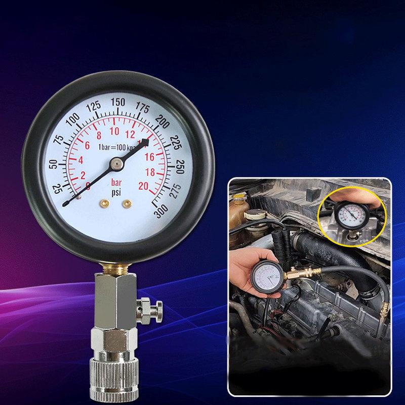8Pcs Automotive Cylinder Tester Kit with M10 M12 M14 M18 Adapter Compression Tester Kit 0-300 PSI Pressure Gauge