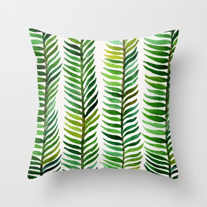 Fashionable Tropical Plant Polyester Pillowcase Office Fabric Sofa Cushion Cover Home Peach Leather Velvet Pillowcase