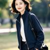 Women S Casual Loose Fit Short Stand Collar Zip Up Hooded Jacket
