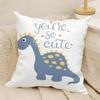 Cute Jurassic Dinosaur Pillow Case Natural Linen Double-Sided Printing Sofa Home Decor Cushion Cover