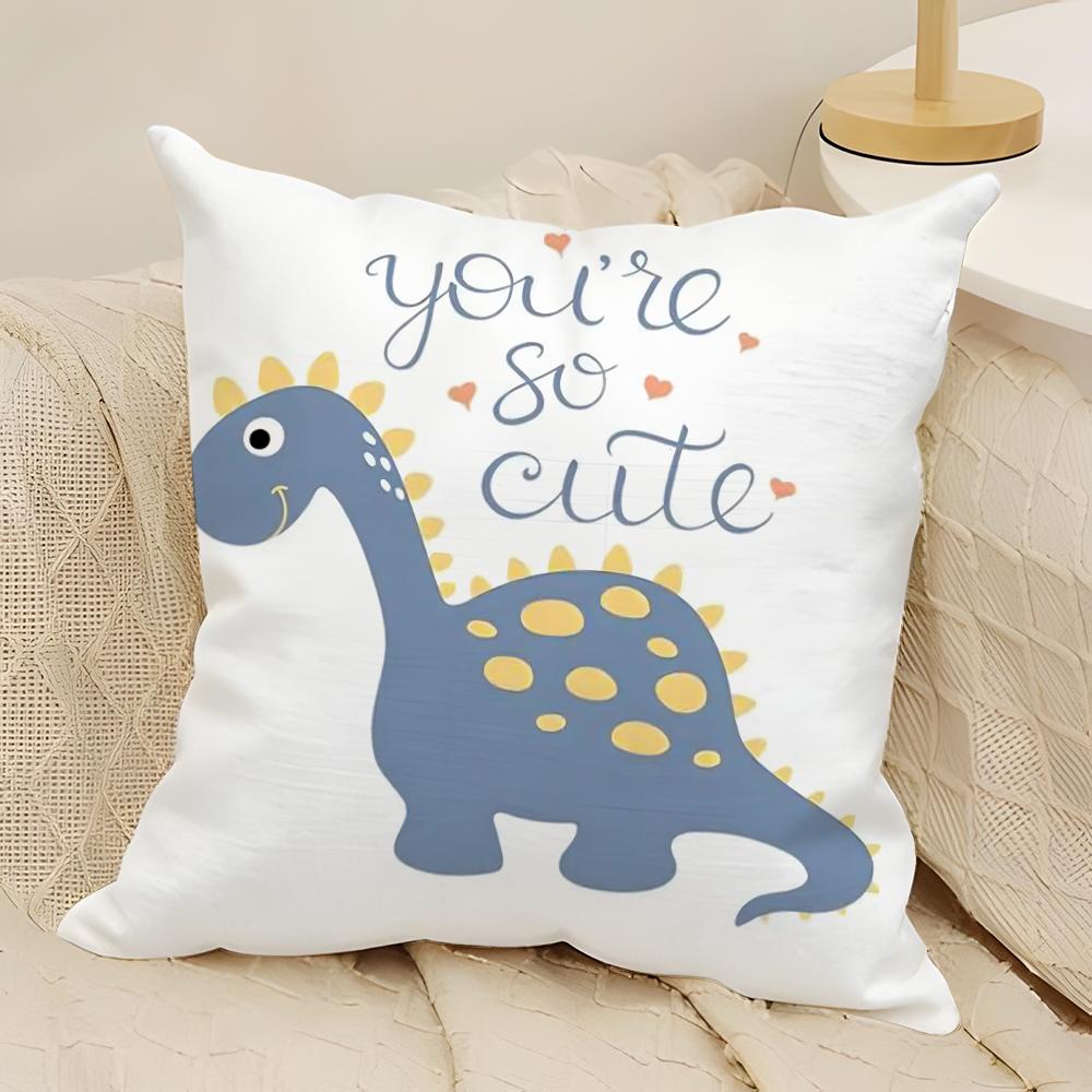 Cute Jurassic Dinosaur Pillow Case Natural Linen Double-Sided Printing Sofa Home Decor Cushion Cover