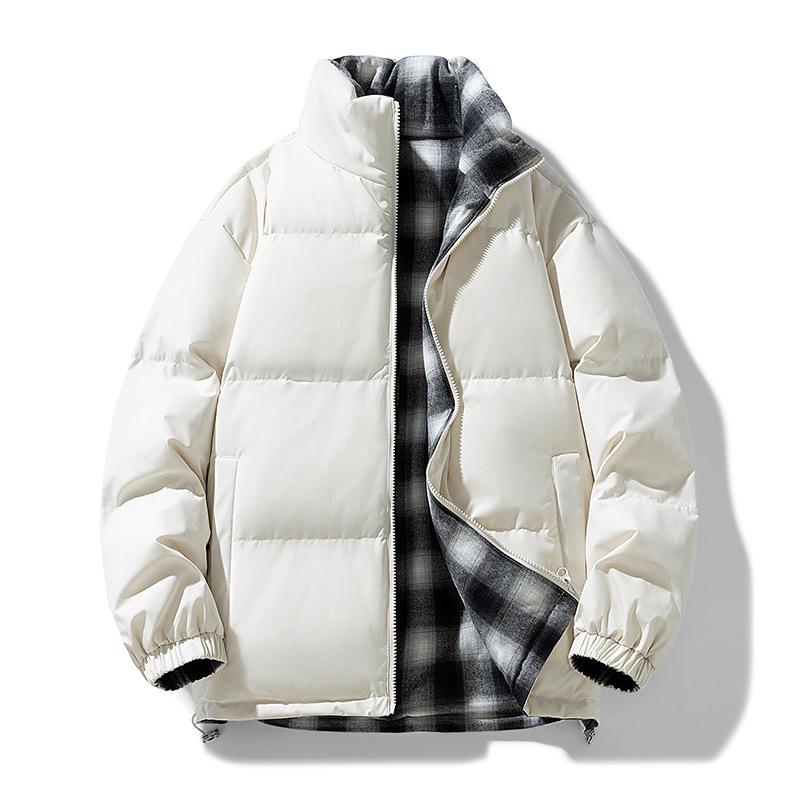 Double-Sided Men's White Duck Down Puffer Jacket: Thick, Warm, Winter Outerwear for Couples