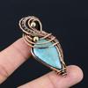 Beautiful Larimar Gemstone Handmade Pure Copper Wire Wrapped Pendant Jewelry