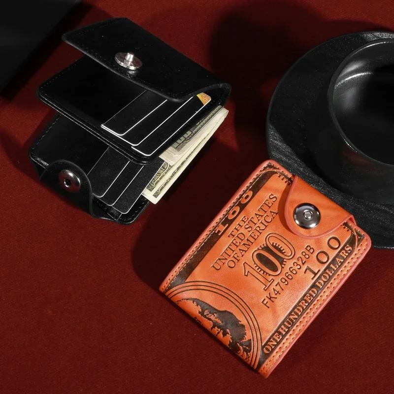 Men's Wallets With 100 US Dollar Pattern Male PU Leather High Quality Photo Card Holder Case Fashion Large Capacity Purse Bag