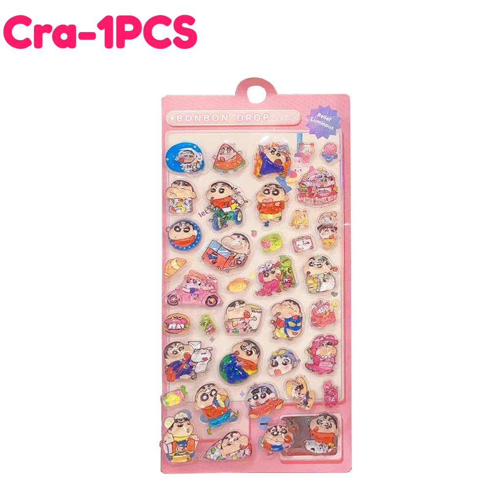 2025Kawaii Crayon Shin Chan Cartoon 3D PET Relief Water Sticker Cute DIY Mobile Phone Case Decoration Sticker