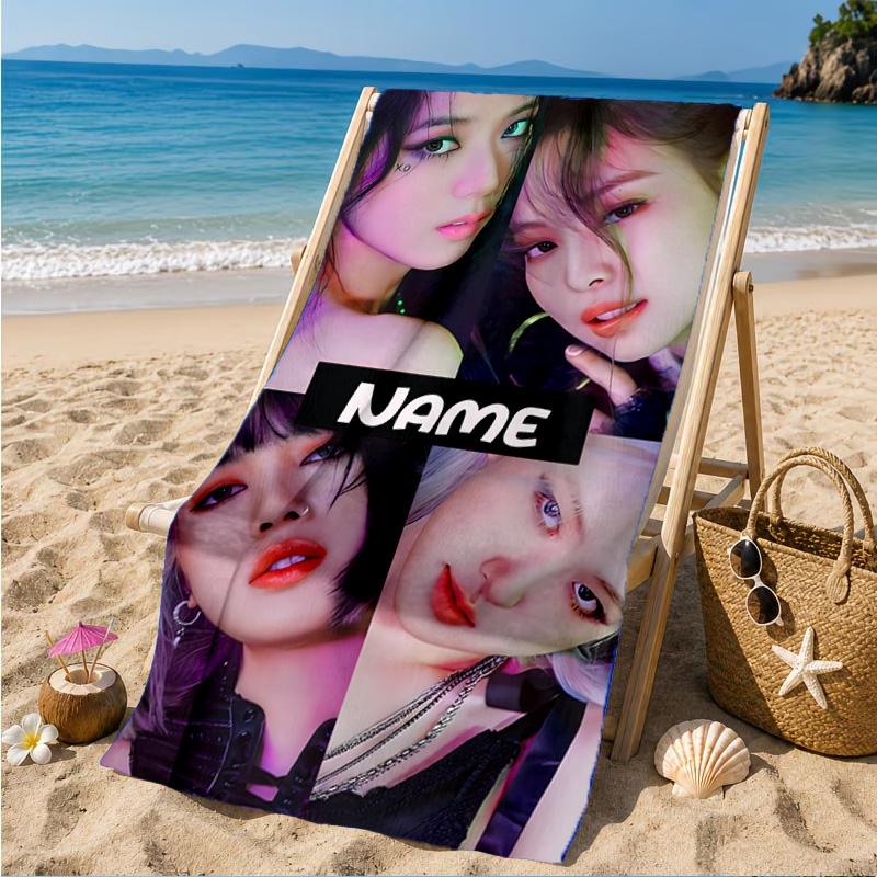 Custom Name Kpop BP Fantasy Beach Towel Microfiber Beach Towel, Lightweight and Quick-Dry, for Summer Travel, Swimming Pool Gift