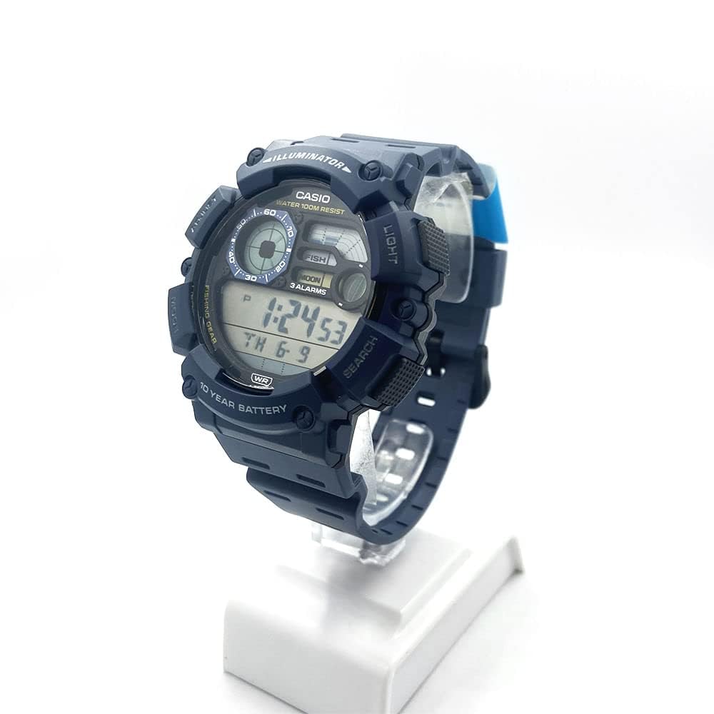 Casio Multifunction Digital Watch with Clear Dial and Resin Strap Men's Band, WS-1500H-2AVDF, Blue,