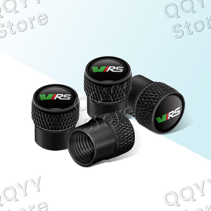 VRS Badge Car Wheel Tire Stem Air Valve Caps Dustproof Covers For Skoda Octavia Rapid Superb Fabia Yeti 4Pcs Accessories
