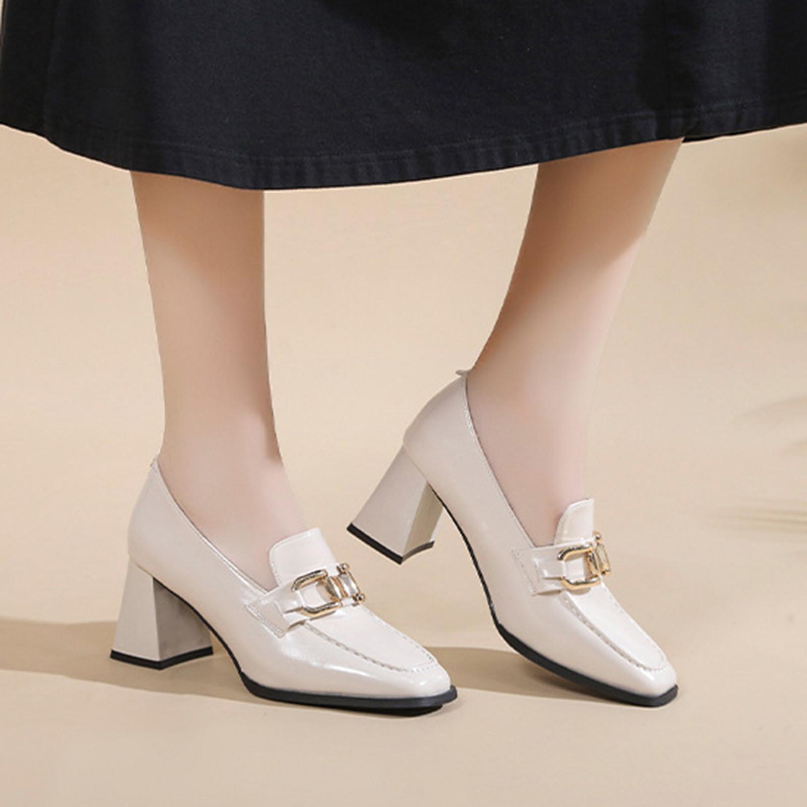 

Women Ankle Boots Simple Solid Leather Shoes Fashion High Heels Comfortable Square Toe Thick Heel Womens Chunky Boots 37 белый