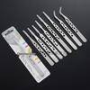Stainless Steel Precision 9-Hole Tweezers: Bright Polished Pointed Tip for Beauty, Makeup, Nail Art, and False Eyelash Applications