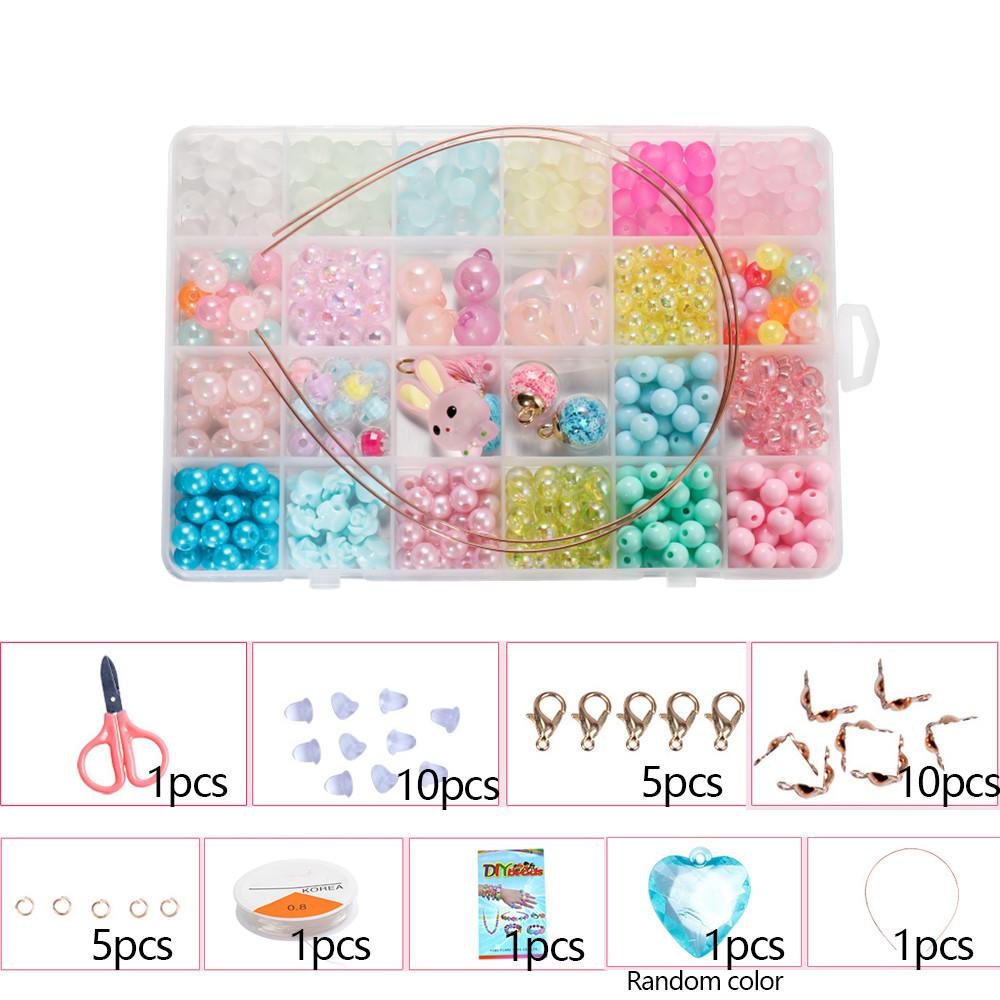 1Set Colorful Acrylic Loose Spacer Beads Crafts for DIY Cute Friendship Bracelet Necklace Jewelry Making Accessories Kits
