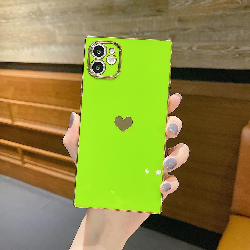 6D electroplated love square is suitable for iPhone17 Apple 15/16ProMax/XR all-inclusive silicone mobile phone case.
