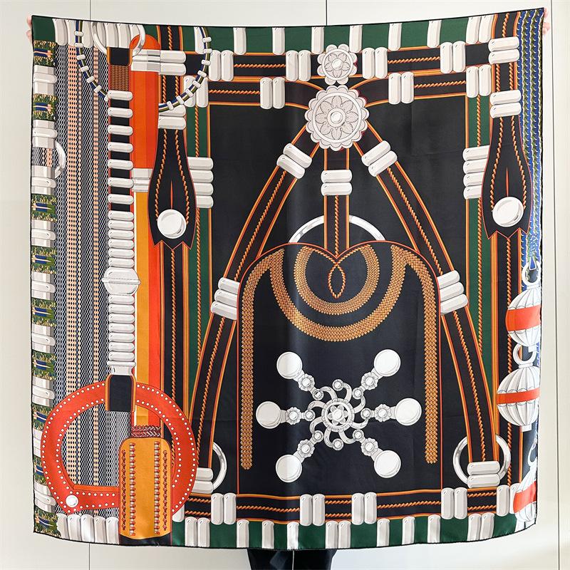 

High-End Silk Twill Silk Large Square Scarf Autumn And Winter Versatile Mulberry Silk Scarf Women Go Out With Shawl Scarf