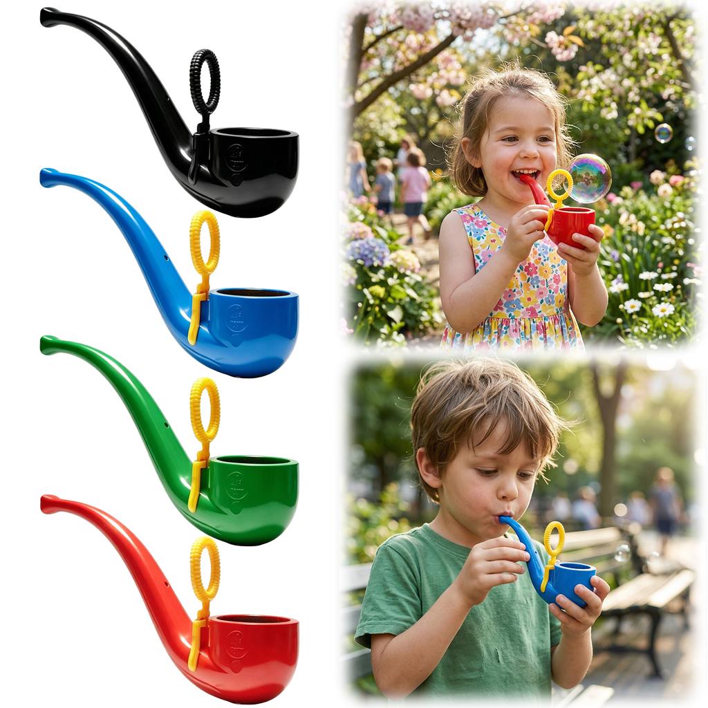 Soap Bubble Pipe,Creative Pipe Shaped Bubble Blower,Easy Use Bubble Maker Colorful Fun Bubble Blowing Pipe,Retro Style Bubble Maker for Outdoor Play,