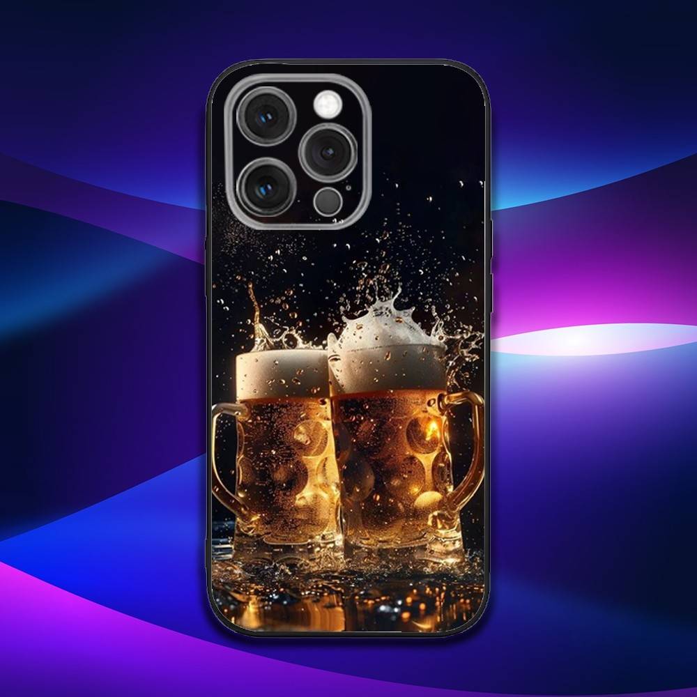 Beer Print Phone Case For iPhone 17,16,15,14,13,12,11,Pro,Max,Plus,X,XS,SE4,E,Mini,Soft Black Case