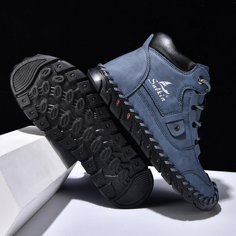 2025 Autumn/winter Men's Casual Shoes Short Boots Mid Top, Large-sized Handmade Ankle Boots Work Boots