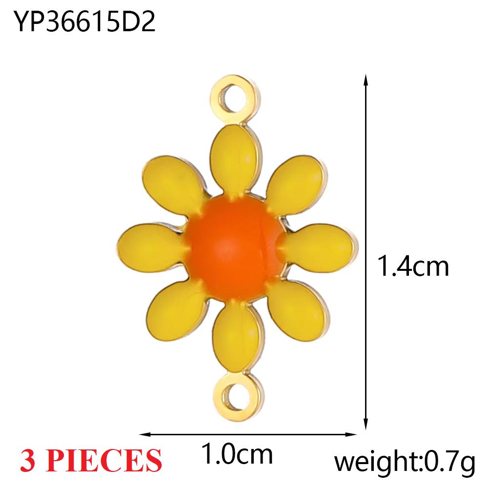 3PCS/LOT CARLIDANA Gold Plated Daisy Flower Pendants, Waterproof Stainless Steel Charms for DIY Necklace Jewelry