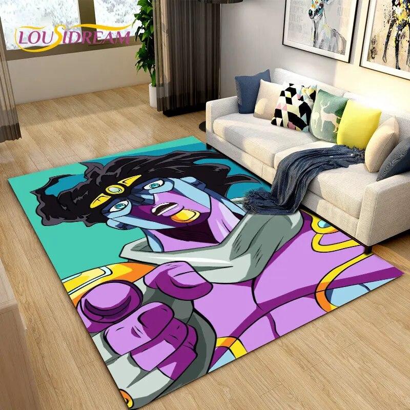 Jojo's Bizarre Adventure Anime-Teppich, Teppich für Wohnzimmer, Schlafzimmer, Sofa, Fußmatte, Dekoration, rutschfeste Bodenmatte für Kinderspiele