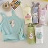 Girls Candy Camisole Summer Sleeveless Top With Cartoon Embroidery Stretchy Vest For Kids Baby Clothing