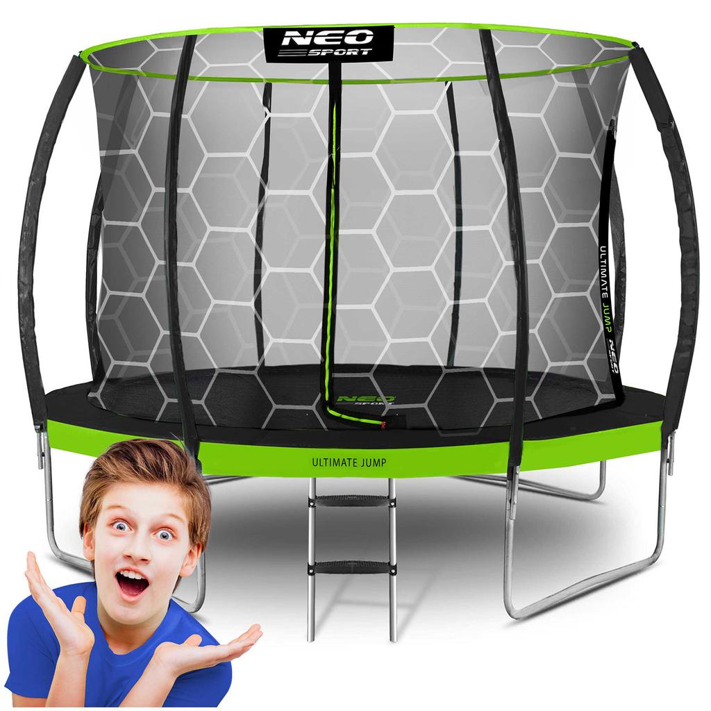 12ft/374cm Profiled Garden Trampoline with Internal Net Neo-Sport