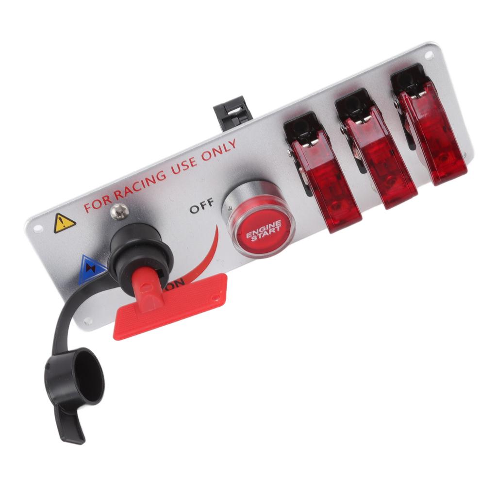 5-in-1 12V LED Kippschalter Zündpanel mit Motorstart-Druckknopf für Rennwagen Wohnmobil LKW