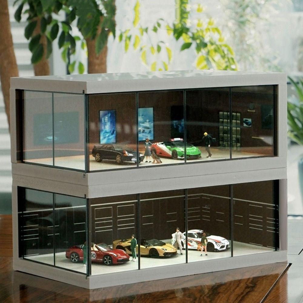 Simulate Garage Scene Model Exhibition Hall Miniature Car Garage Car Model Showroom  Boys Gift
