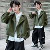 Children's Clothing, Boys' Spring Clothing, Leather Jacket, 2026 New Spring and Autumn Style Jacket, Mid Size Boys' Spring Clothing Trend