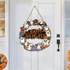 Halloween Türschild Dekoration Hängend Holz Wanddekoration Rustikal Haustür Hänger für Zuhause Zimmer Innen Außen Feiertag
