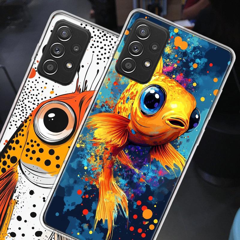 Pop Art Drawing Ideas Fish Phone Case for Samsung A54 A57 A37 A17 A14 A15 A12 A24 A34 A55 A35 A25 A52S A07 A05S A04S A22 A32 A72