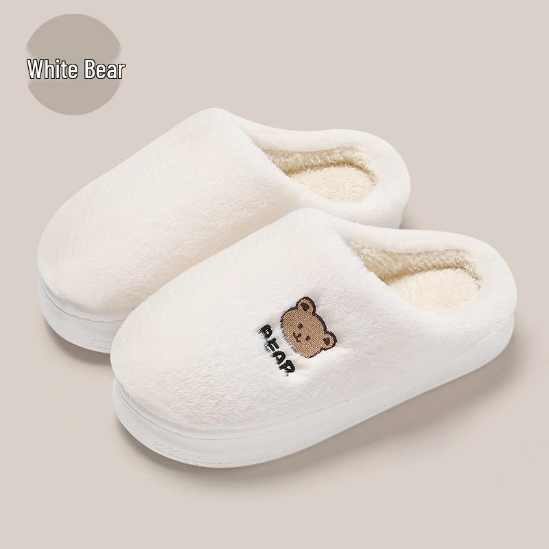 

Embroidered Teddy Bear Cotton Slippers - Cozy Non-Slip Cartoon Design for Men and Women, Perfect for Autumn and Winter Indoor Wear. 38-39 (23.5cm)
