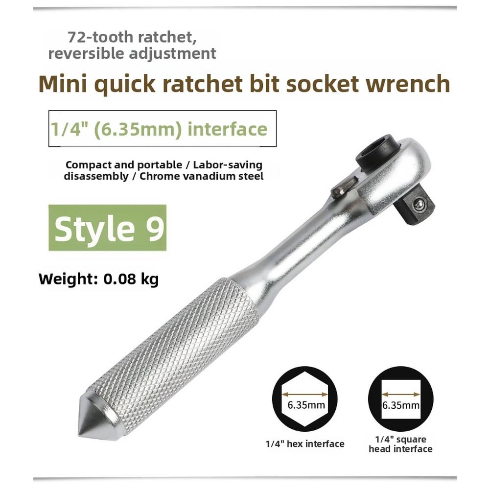 Mini Ratchet Screwdriver Set 1/4 Inch 72 Teeth Quick Release Bit Holder Elbow Bidirectional Ratchet Hand Repair Tools