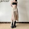 BITCED Summer Women's Solid-Color Slim-Fit Streetwear High-Waisted Asymmetric Skirt