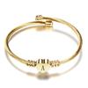 Women's Gold Tone Letter Bracelet - Stylish Versatile Initial Bangle for Daily Wear