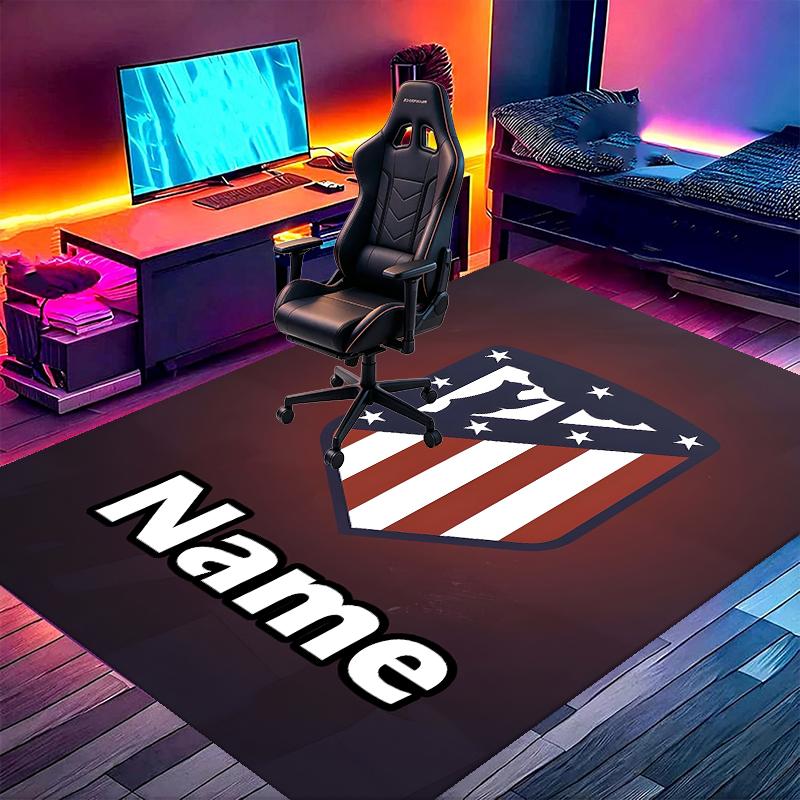 Benutzerdefinierter Name Personalisierter Atletico Madrid Druckteppich, Vielseitiger Heimdekorations-Teppich, für Spielzimmer, Wohnung, Balkon, Eingangsbereich, Flur Geschenk