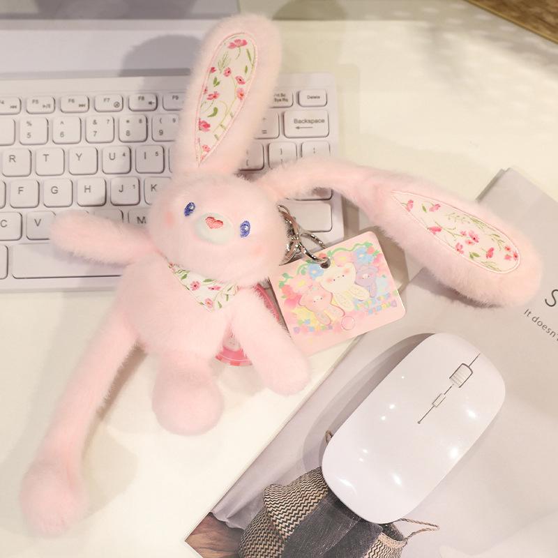 Internetová celebrita tahací ucho králíček přívěsek tahací králíček klíčenka plyšová panenka přívěsek na školní tašku dopaminový králíček hračka