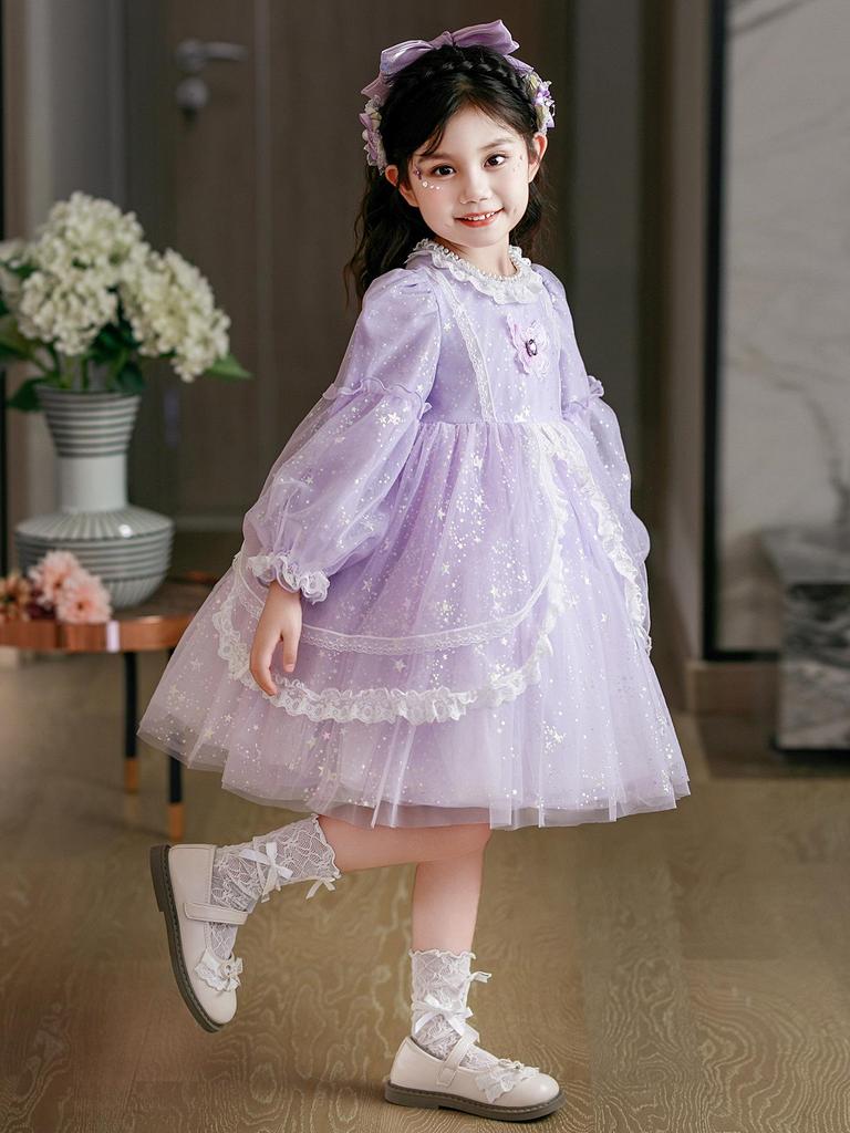 Girls' Lolita Tulle Cake Dress - Autumn/Spring Fashion for Little Girls