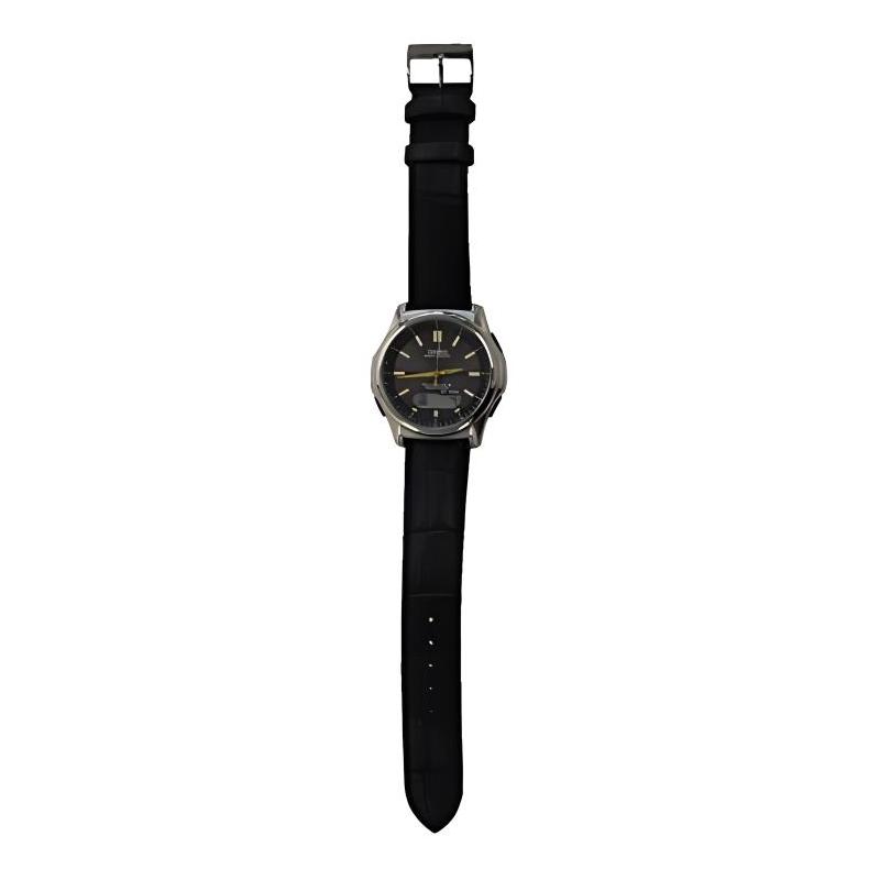 

CASIO general watch WAVE CEPTOR series 50 meters waterproof solar Quartz cowhide strap men s watch black dial WVA-M630L-1A2JF чорний