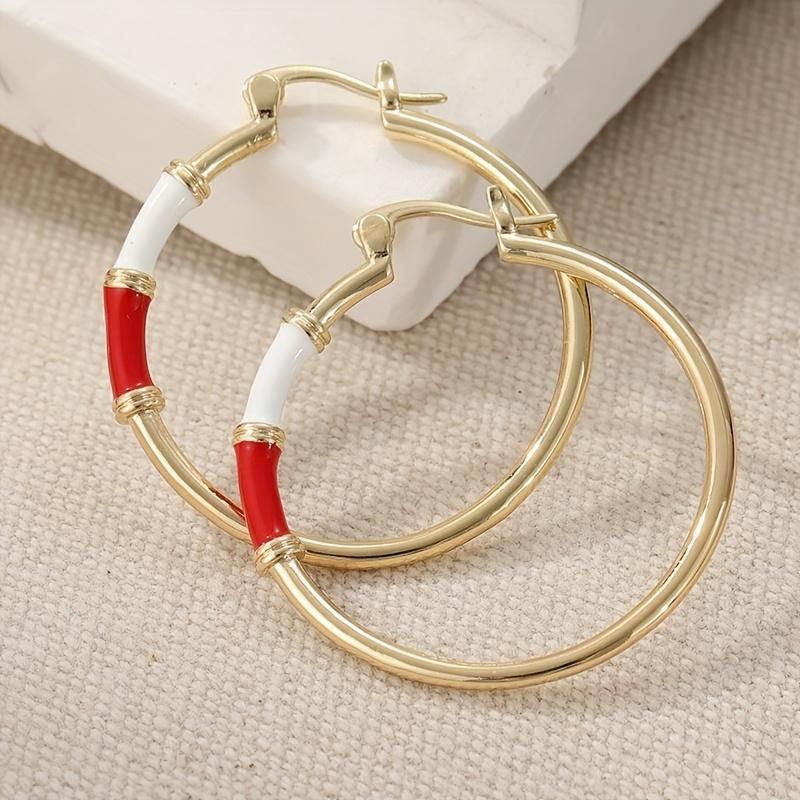 

Classic Creativity Gold Color Copper Women s Earrings Minimalist Creativity Red White Pattern Dangle Earrings Woman Zircon