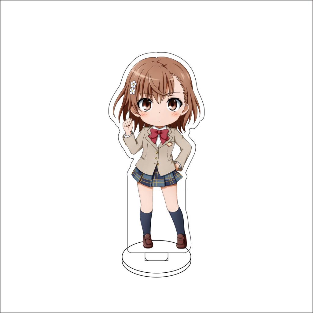 10CM Anime  A Certain Scientific Railgun Figure Stand Model Misaka Mikoto/Shirai Kuroko Cute Desk Decor Standing Sign Gifts