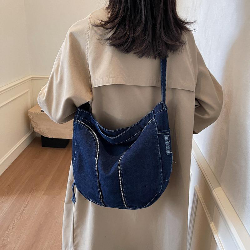 Versatile Denim Big Bag Women's New Fashion Messenger Bag Autumn and Winter Versatile Class Tote Bag