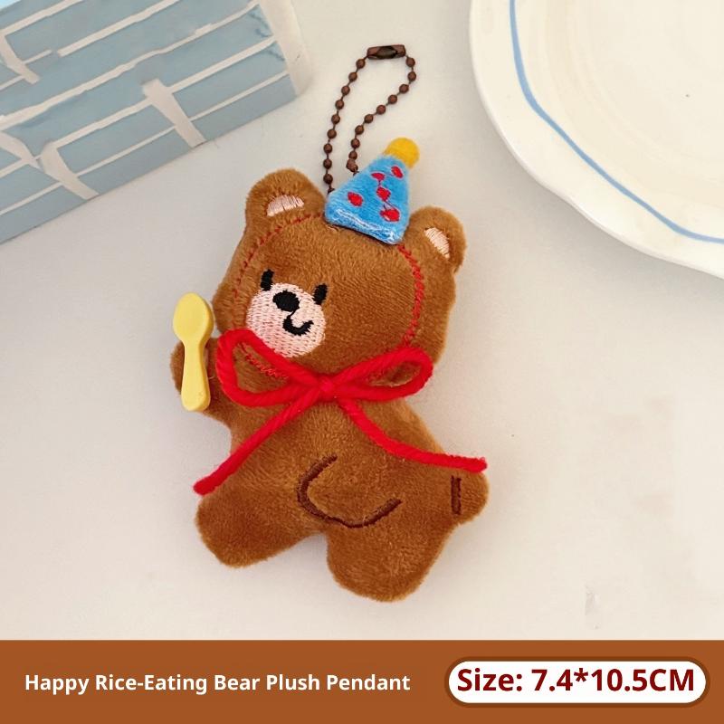 Cute Cartoon Plush Animal Keychains Kawaii Puppies Kittens & Bear Doll Charms Backpack Hanging Pendants Accessory Gifts