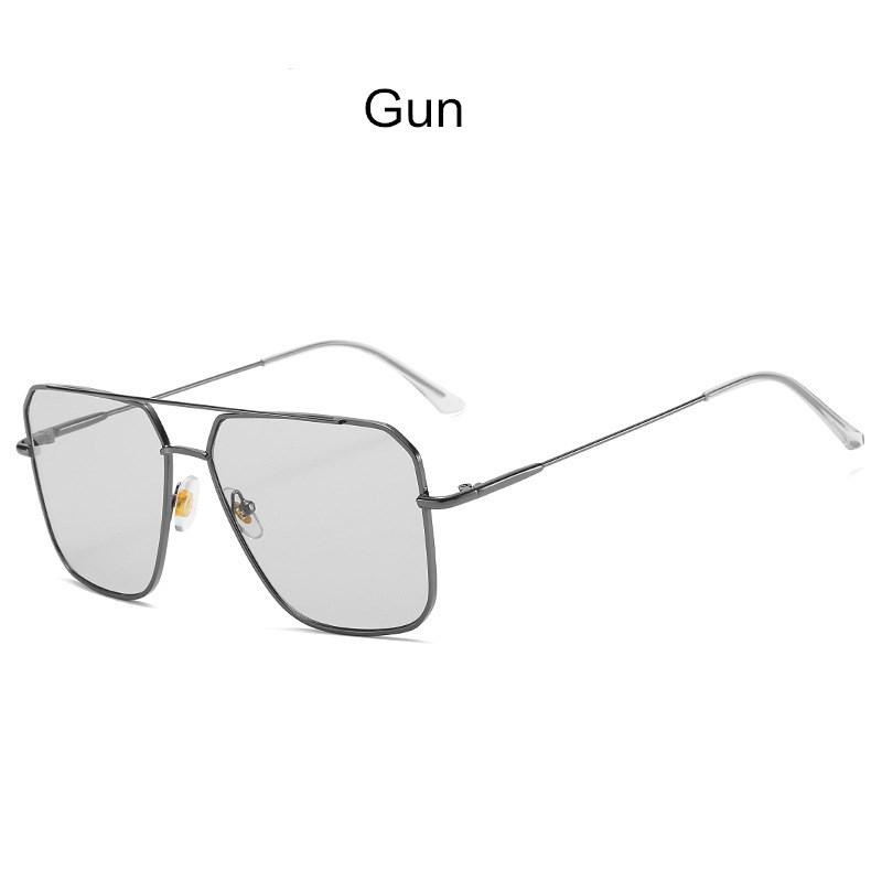 

Винтажные солнцезащитные очки большого размера, мужские многоугольные очки, классические квадратные металлические очки, новые модные женские солнцезащитные очки UV400 Gun
