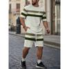 Ensemble Deux Pièces Homme Casual Été 2025 T-shirt Manches Courtes Imprimé Rayures Ensemble Short de Sport Ensemble Fitness