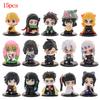 5-15pcs Q Version Demon Slayer Sitting Ghost Doll Tanjiro Nidouzi Inosuke Zenizu  Toy  Figural PVC Model Gift