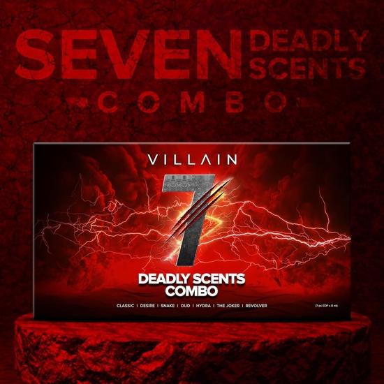 Villain 7 Deadly Scents Probierpackung mit 7 x 8 ml Taschenparfüm für Männer Premiumparfüms für Männer Eau de Parfum Würzig, Holzig, Aquatisch, Oud