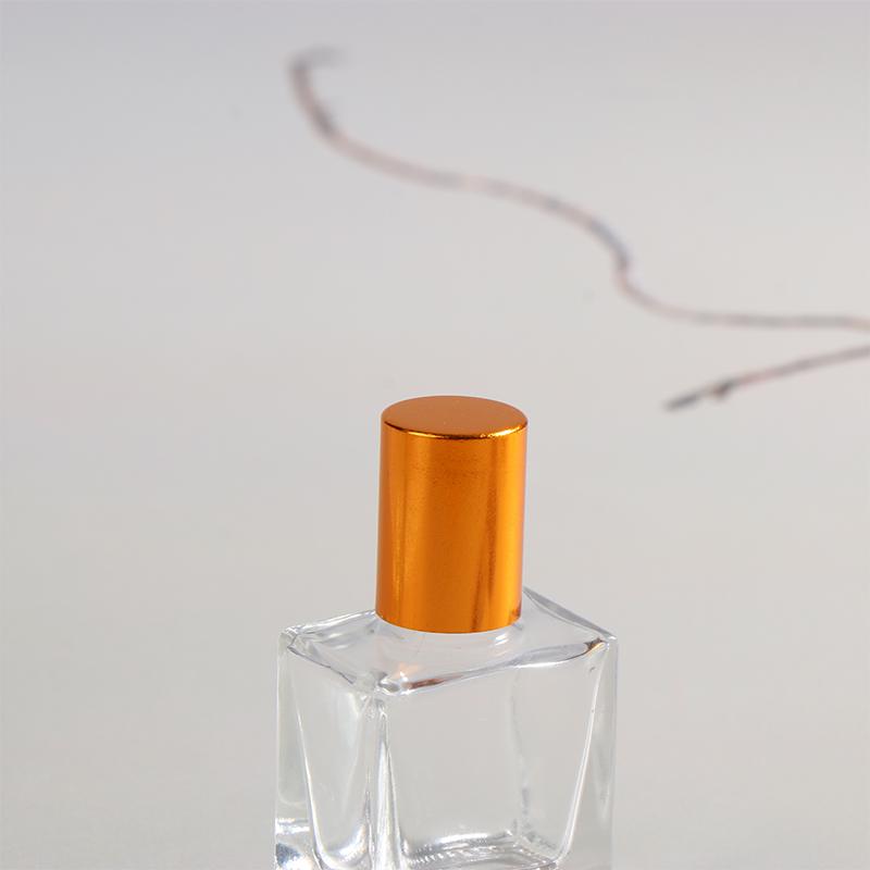8/10/15Ml Empty Clear Square Glass Essential Oil Bottle Steel Roller Gold Lid Massage Perfume Roll On Sample Vials